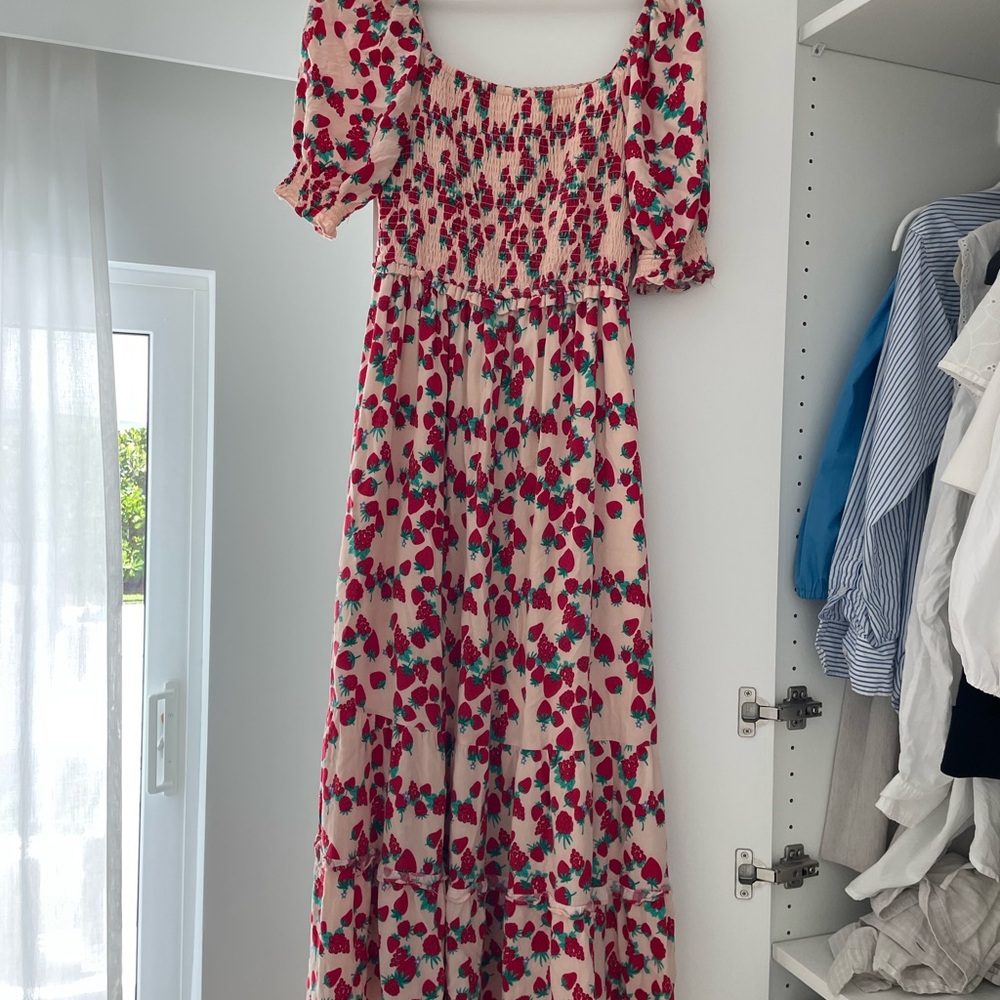Betsey Johnson Pink and Red Floral Maxi Dress